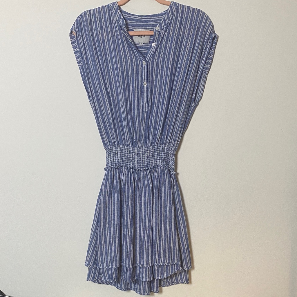 Rails Blue And White Striped Mini Dress - Smocked Waist